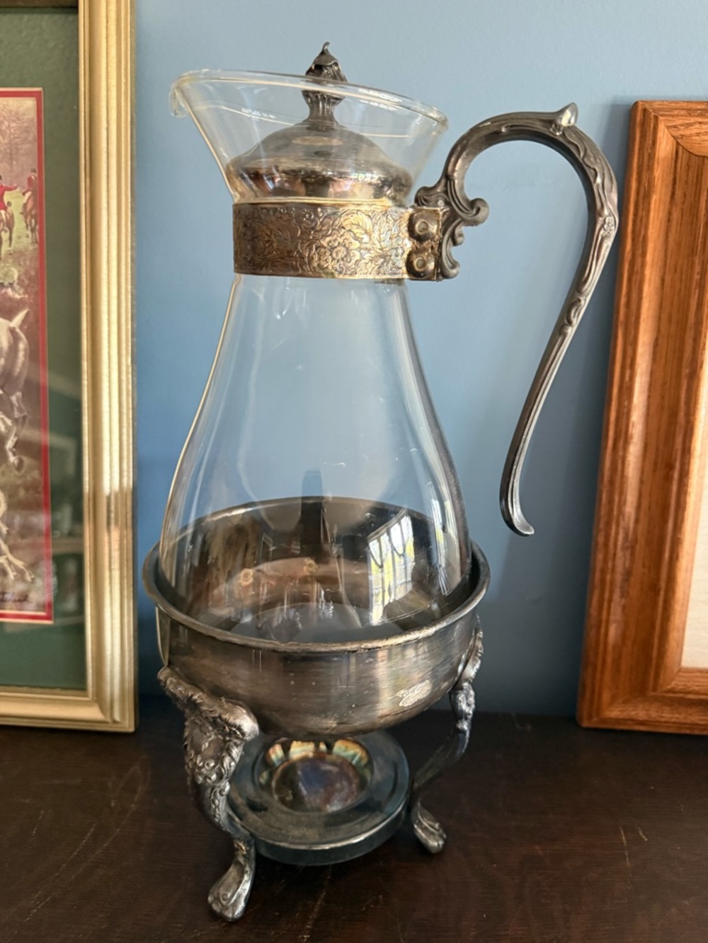 Vintage Silver Plate Coffee Carafe Warmer Server Ralph Lauren Style Decor